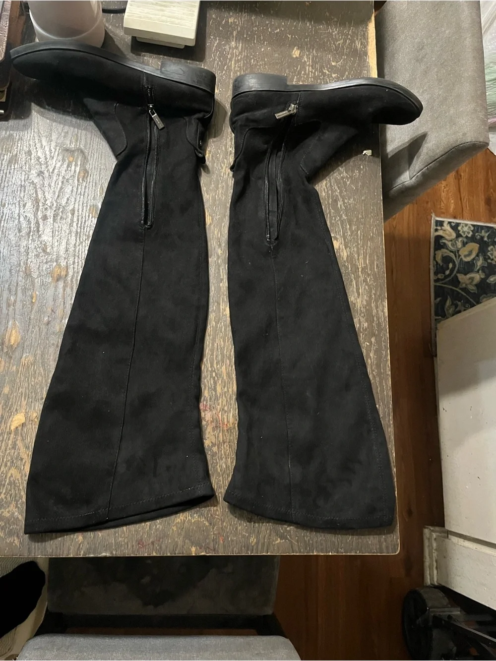 Kenneth Cole Black Suede Over-the-Knee Boots